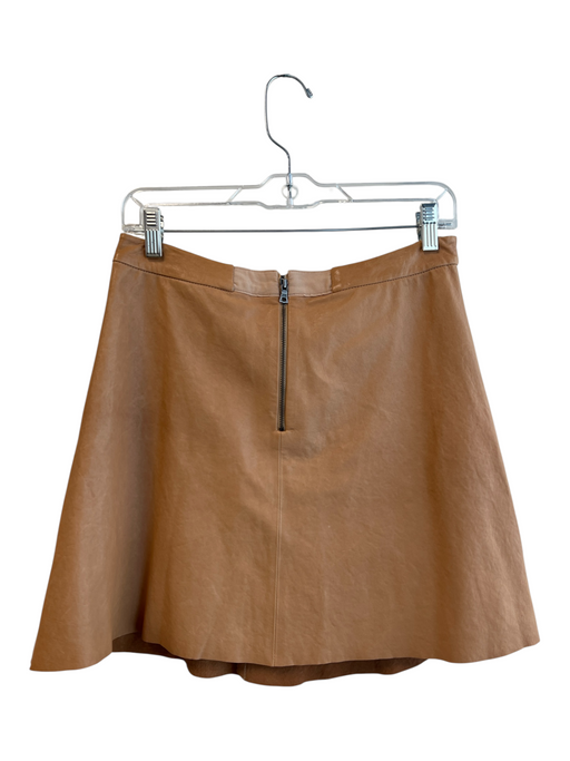 Alice & Olivia Size 8 Tan Lamb leather Lined Back Zip Front Pleat Mini Skirt Tan / 8