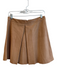 Alice & Olivia Size 8 Tan Lamb leather Lined Back Zip Front Pleat Mini Skirt Tan / 8