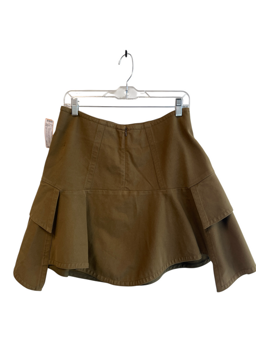 Derek Lam 10 Crosby Size 6 Forest Green Cotton Blend Back Zip Tiered Skirt Forest Green / 6