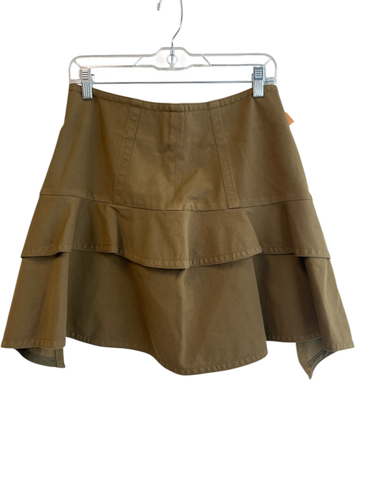 Derek Lam 10 Crosby Size 6 Forest Green Cotton Blend Back Zip Tiered Skirt Forest Green / 6