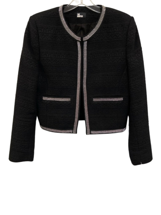 The Kooples Size 40 Black Cotton & Acrylic Shoulder & Crossbody Jacket Black / 40