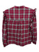 Something Navy Size S Red & White Print Cotton Flannel Plaid Ruffle Accent Top Red & White Print / S