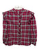 Something Navy Size S Red & White Print Cotton Flannel Plaid Ruffle Accent Top Red & White Print / S