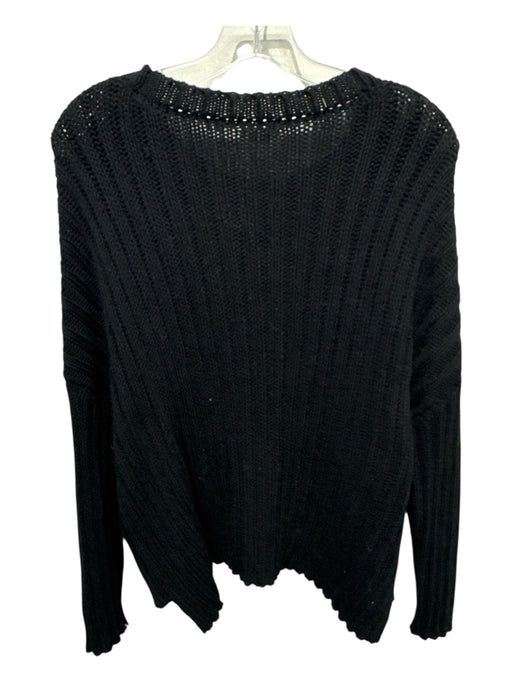 Planet by Lauren G Size One Size Black Cotton Crew Neck Chunky Knit Sweater Black / One Size