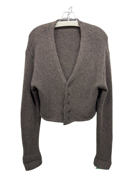 Sablyn Size M Taupe Brown Cashmere V Neck Cardigan Cropped Long Sleeve Sweater Taupe Brown / M