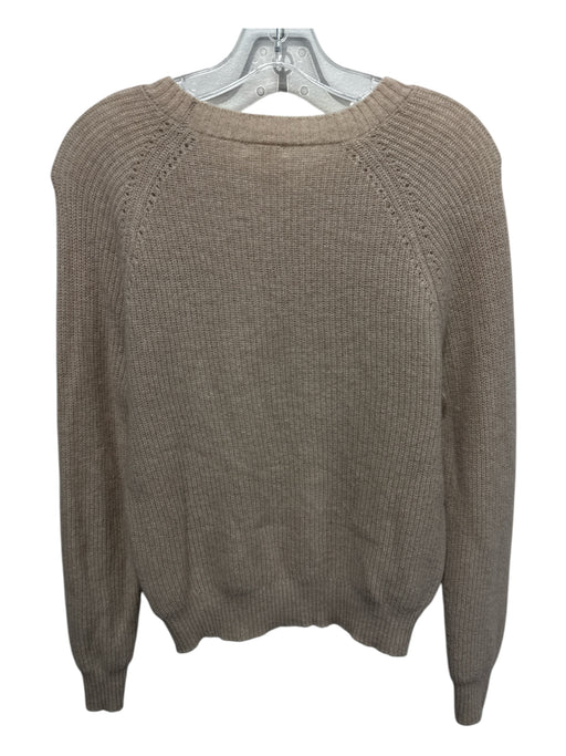 Minnie Rose Size M Beige Cashmere Crew Neck Raglan Ribbed Knit Sweater Beige / M