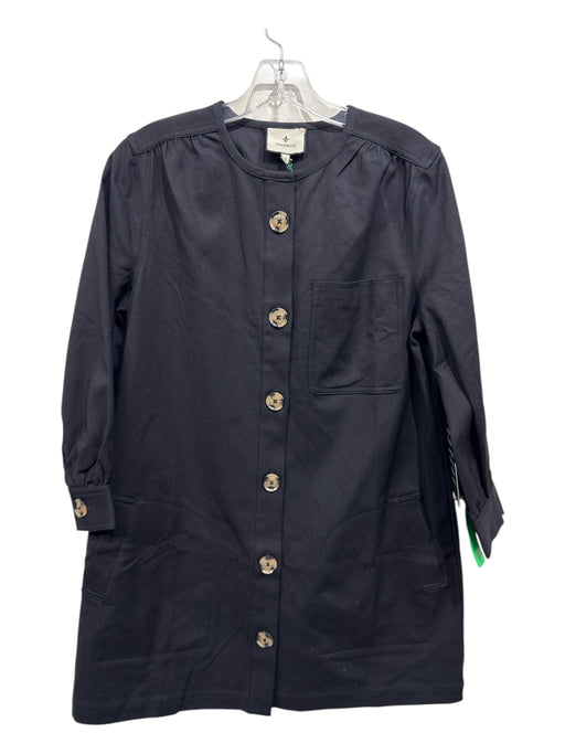 Tuckernuck Size S Black Cotton & Nylon Button Front Long Sleeve Dress Black / S