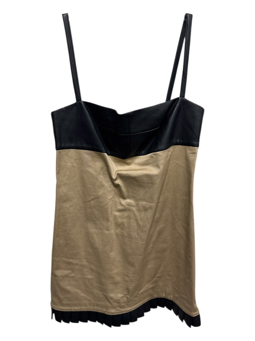 Alexis Size XS Brown & Black Cotton & Polyurethane Fabric Block Ruffle Hem Dress Brown & Black / XS