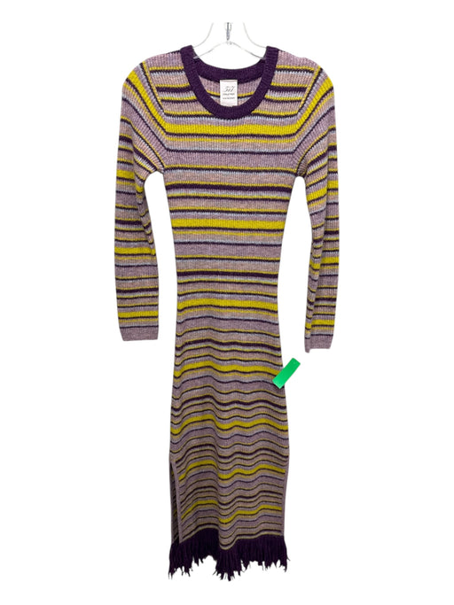 5a7 Cinq a Sept Size S Purple, Yellow, Blue Acrylic & Nylon Ribbed Knit Dress Purple, Yellow, Blue / S