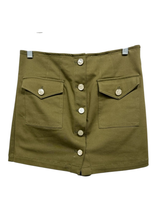 Derek Lam 10 Crosby Size 4 Olive Green Cotton Blend Button Front Paneled Shorts Olive Green / 4