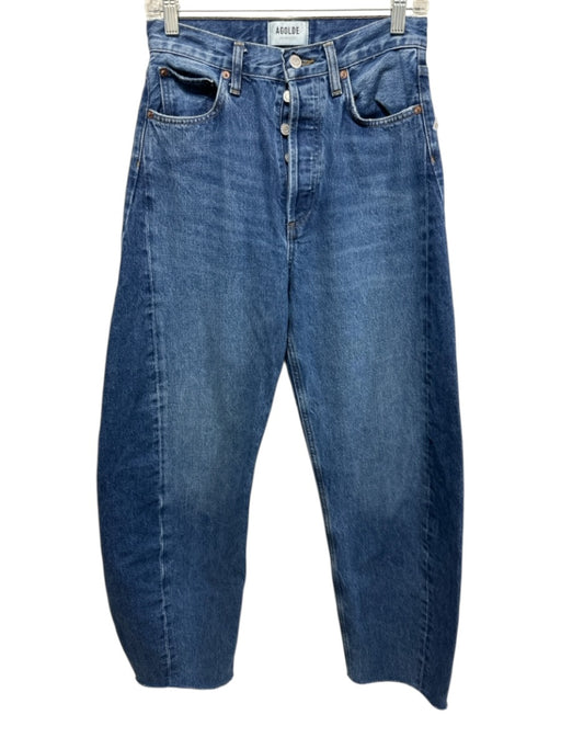 Agolde Size 25 Medium Wash Cotton Button Fly Barrell Leg Color Block Jeans Medium Wash / 25