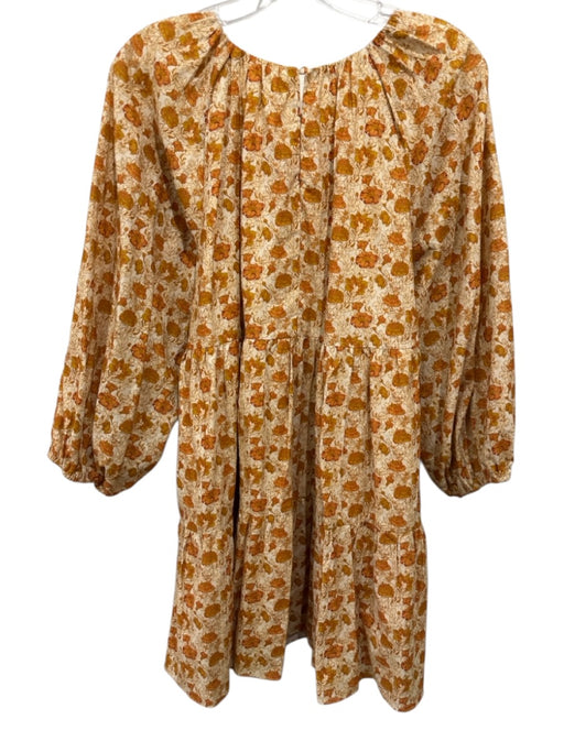 Hyacinth House Size S Yellow & Orange Cotton Blend 3/4 Puff Sleeve Floral Dress Yellow & Orange / S