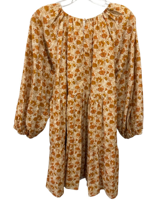 Hyacinth House Size S Yellow & Orange Cotton Blend 3/4 Puff Sleeve Floral Dress Yellow & Orange / S