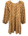Hyacinth House Size S Yellow & Orange Cotton Blend 3/4 Puff Sleeve Floral Dress Yellow & Orange / S