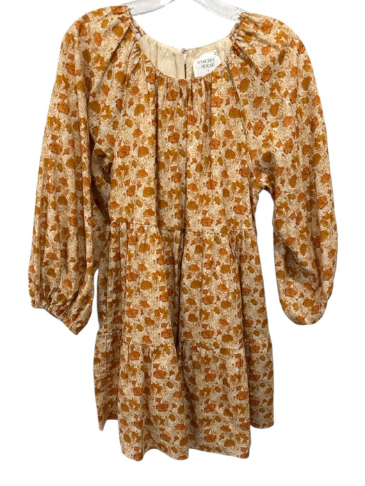 Hyacinth House Size S Yellow & Orange Cotton Blend 3/4 Puff Sleeve Floral Dress Yellow & Orange / S