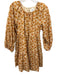 Hyacinth House Size S Yellow & Orange Cotton Blend 3/4 Puff Sleeve Floral Dress Yellow & Orange / S