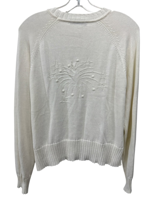 Alashan Size M White Cotton Long Sleeve Knit American Flag Sweater White / M