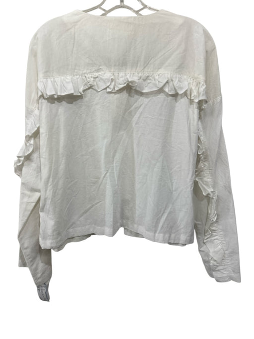 Commense Size S White Cotton Long Sleeve Crop Button Up Top White / S