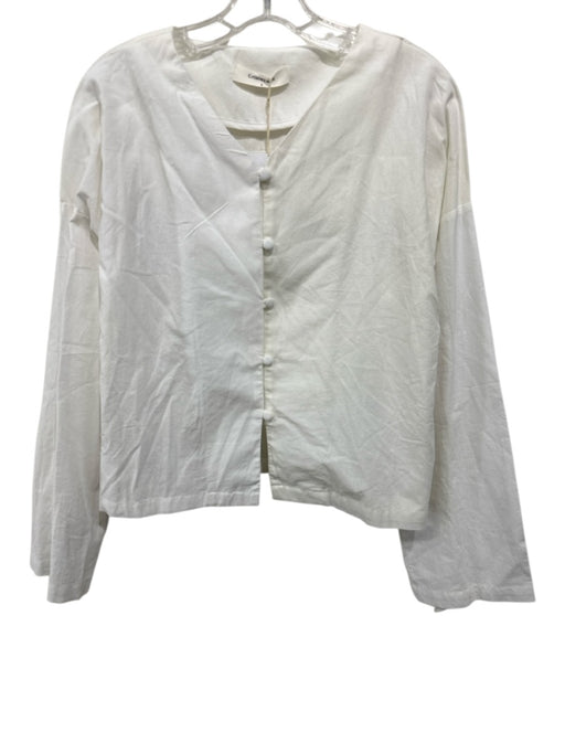 Commense Size S White Cotton Long Sleeve Crop Button Up Top White / S