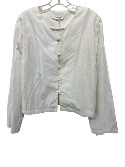 Commense Size S White Cotton Long Sleeve Crop Button Up Top White / S