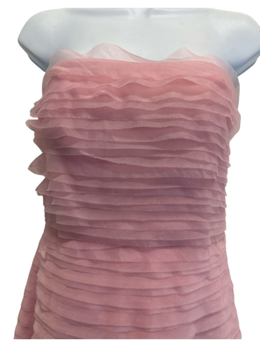 Aje Size 10 Pink Nylon & Cotton Strapless Ruffled Boning Gown Pink / 10