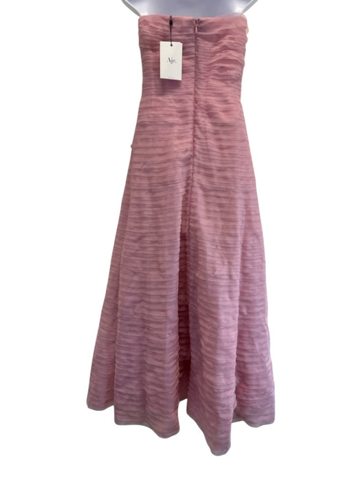 Aje Size 10 Pink Nylon & Cotton Strapless Ruffled Boning Gown Pink / 10