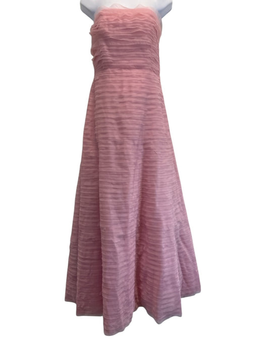 Aje Size 10 Pink Nylon & Cotton Strapless Ruffled Boning Gown Pink / 10