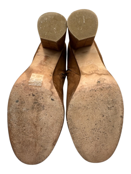 Joie Shoe Size 39 Brown Suede Round Toe Midi Block Heel Side Zip Ankle Booties Brown / 39