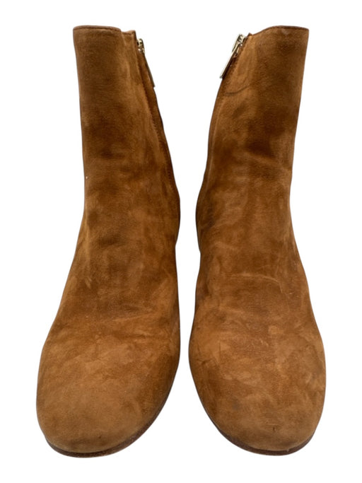 Joie Shoe Size 39 Brown Suede Round Toe Midi Block Heel Side Zip Ankle Booties Brown / 39