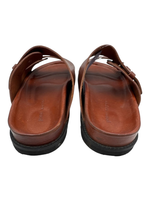 Jenni Kayne Shoe Size 40 Cognac Brown Leather Silver Hardware 2 Strap Sandals Cognac Brown / 40
