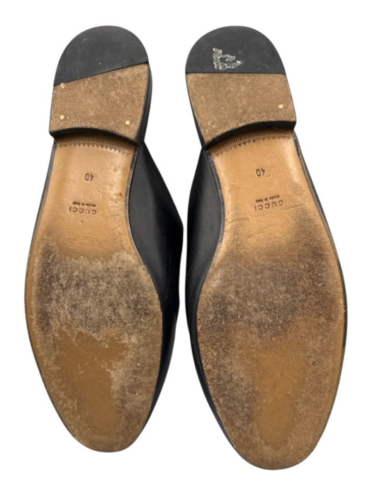 Gucci Shoe Size 40 Black Leather Brass Horsebit Mule Loafers Black / 40