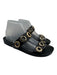 Larroude Shoe Size 9 Black & Gold Leather Eyelet 2 Strap Slide Mule Sandals Black & Gold / 9
