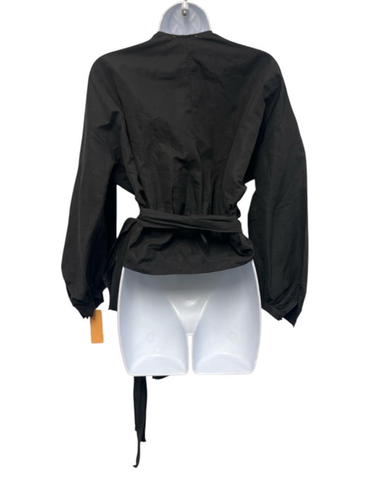 Forte Forte Size 0 Black Cotton Blend Long puff sleeve Gathered Wrap Jacket Black / 0