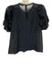Ulla Johnson Size Est Small Navy Blue Short Sleeve Floral Ruffles Top Navy Blue / Est Small