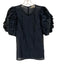 Ulla Johnson Size Est Small Navy Blue Short Sleeve Floral Ruffles Top Navy Blue / Est Small