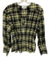 Ganni Size 34 Blue, Yellow, Black Cotton Blend Long Sleeve Plaid Shirred Top Blue, Yellow, Black / 34