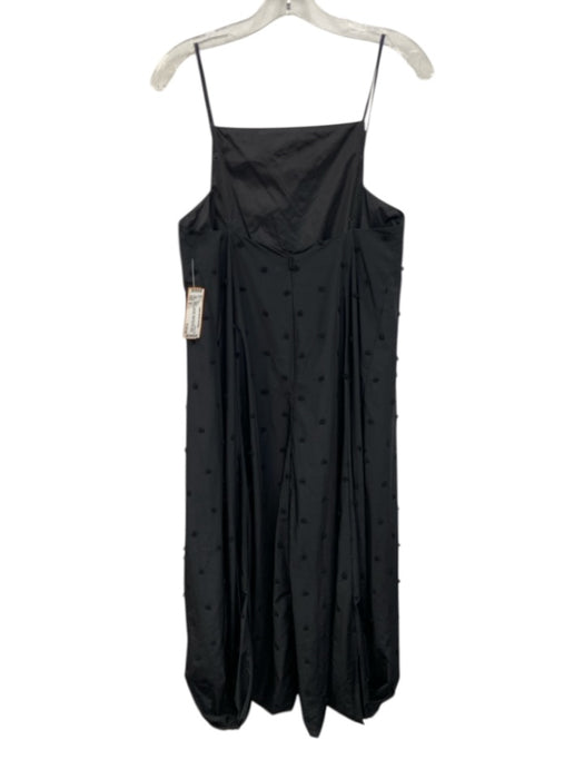 Tibi Size 2 Black Polyester Spaghetti Strap Swiss Dot Bubble Hem Midi Jumpsuit Black / 2