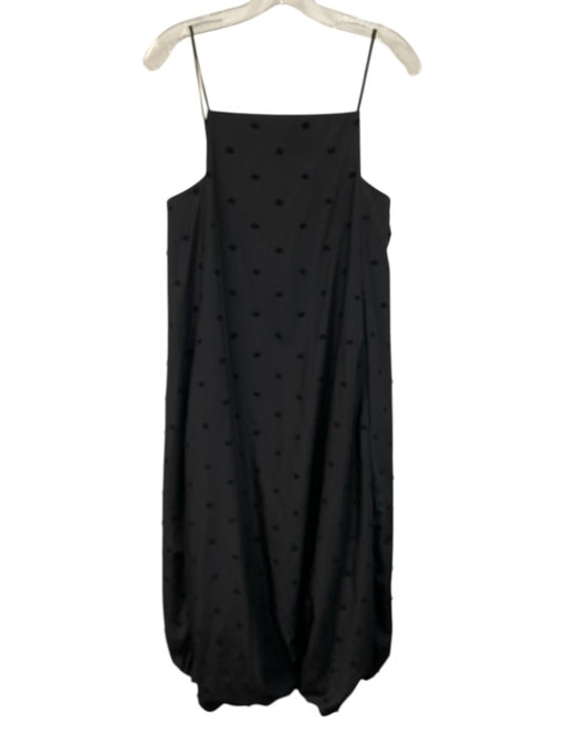 Tibi Size 2 Black Polyester Spaghetti Strap Swiss Dot Bubble Hem Midi Jumpsuit Black / 2