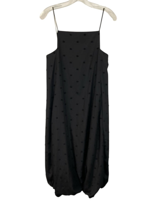 Tibi Size 2 Black Polyester Spaghetti Strap Swiss Dot Bubble Hem Midi Jumpsuit Black / 2
