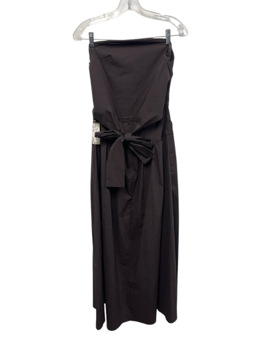 St. Agni Size Small Purple Brown Cotton Blend Strapless Pleated Gathered Dress Purple Brown / Small