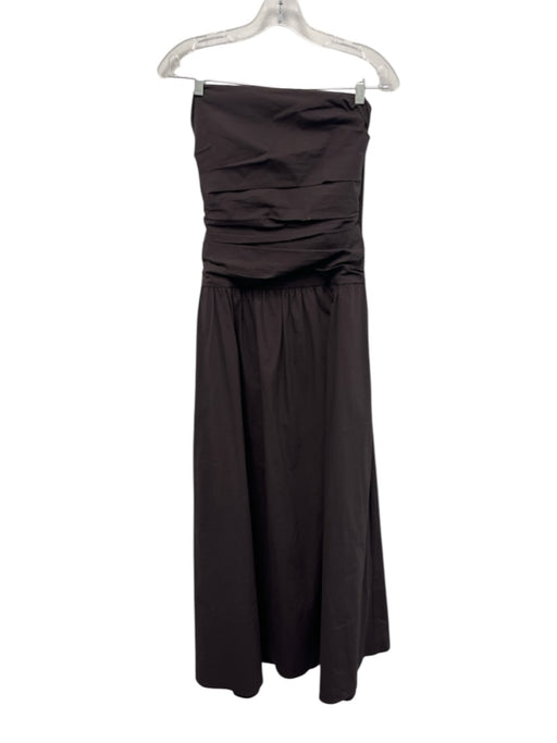 St. Agni Size Small Purple Brown Cotton Blend Strapless Pleated Gathered Dress Purple Brown / Small