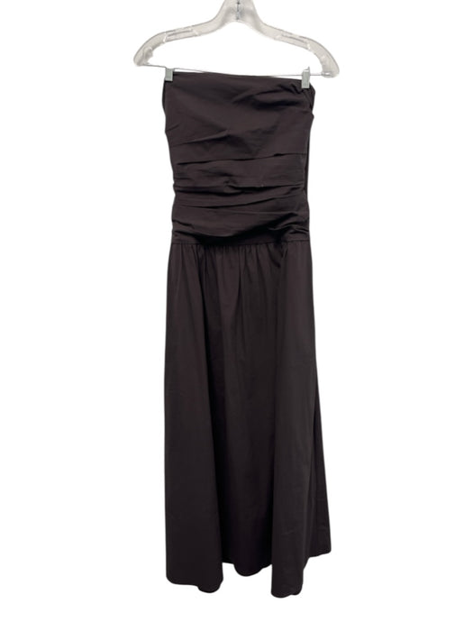 St. Agni Size Small Purple Brown Cotton Blend Strapless Pleated Gathered Dress Purple Brown / Small