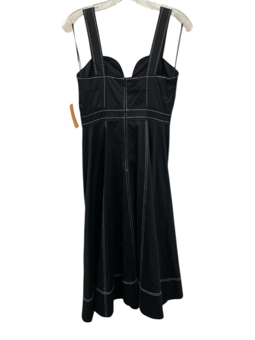 Tanya Taylor Size 0 Black & White Cotton Blend Sleeveless Contrast Stitch Dress Black & White / 0