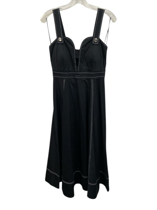 Tanya Taylor Size 0 Black & White Cotton Blend Sleeveless Contrast Stitch Dress Black & White / 0