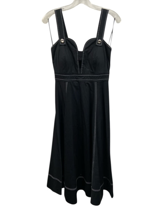 Tanya Taylor Size 0 Black & White Cotton Blend Sleeveless Contrast Stitch Dress Black & White / 0