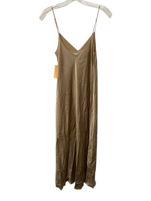 Beautiful People Size P Beige Silk Spaghetti Strap Satin Maxi Slip Dress Beige / P