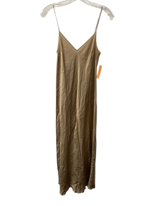 Beautiful People Size P Beige Silk Spaghetti Strap Satin Maxi Slip Dress Beige / P