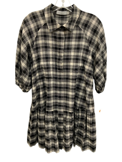 Jonathan Simkhai Standard Size XS Black & White Cotton Blend Half Sleeve Dress Black & White / XS