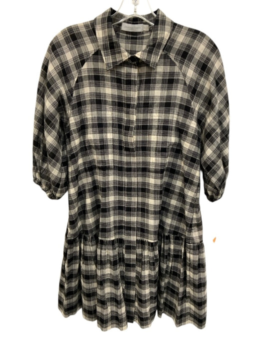 Jonathan Simkhai Standard Size XS Black & White Cotton Blend Half Sleeve Dress Black & White / XS