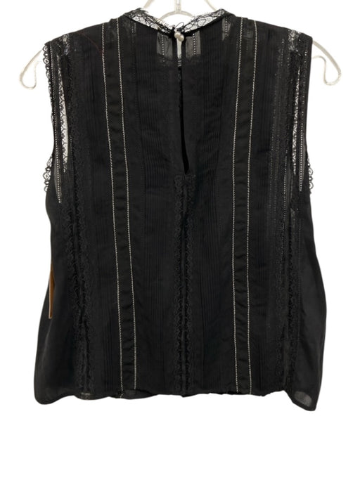 Alice + Olivia Size Est XS Black & White Silk Blend Sleeveless Lace Trim Top Black & White / Est XS